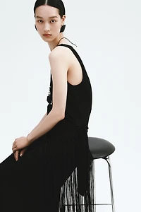 Linen-Blend Scarf-Detail Dress