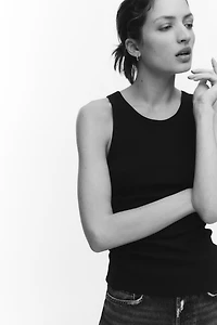 Ribbed Silk-Blend Tank Top