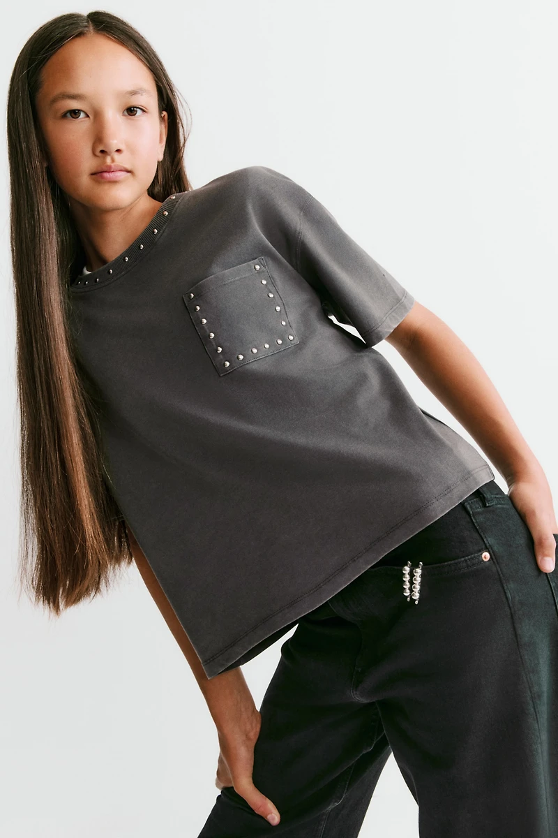 T-shirt clouté en coton