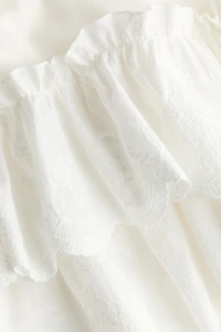 Embroidered Ruffle-Trimmed Skirt
