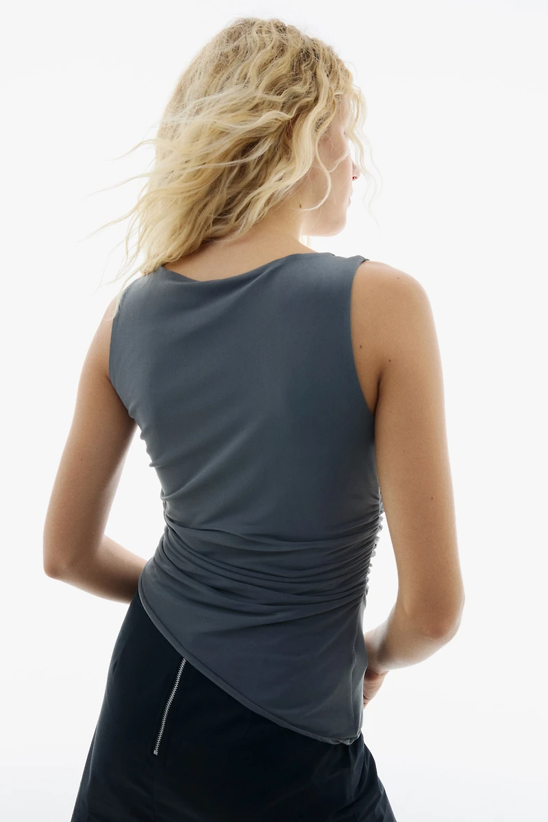 Draped Mesh Sleeveless Top