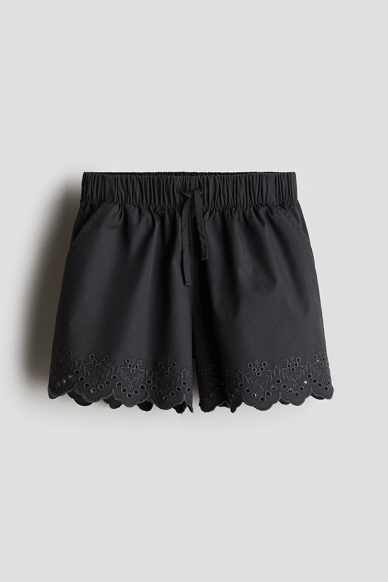 Cotton Shorts with Eyelet Embroidery