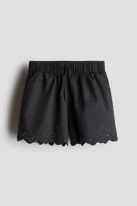 Cotton Shorts with Eyelet Embroidery
