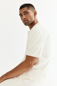 Regular-Fit Cable-Knit Short-Sleeved Shirt