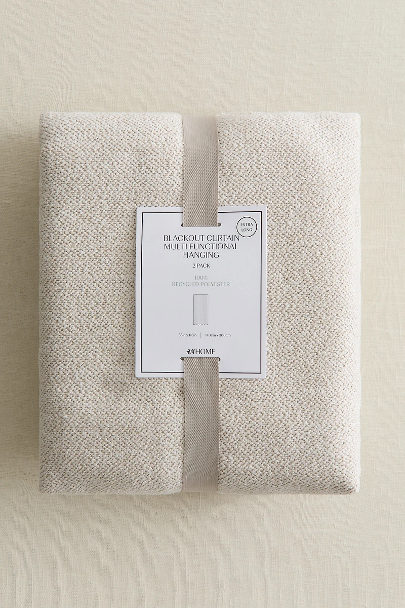 2-Pack Extra-Long Bouclé Blackout Curtain Panels