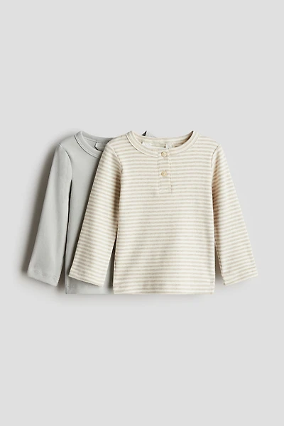Lot de 2 hauts en coton à encolure boutonnée