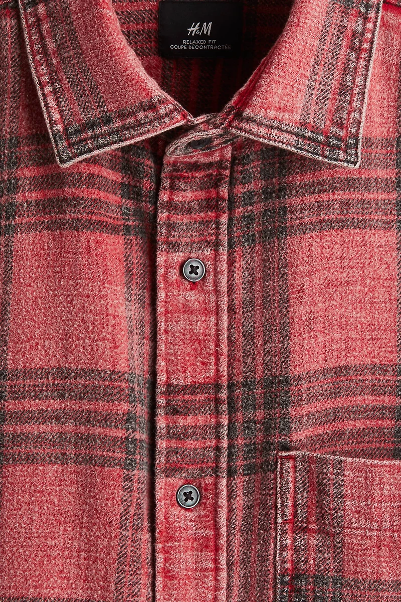 Loose-Fit Washed Flannel Shirt