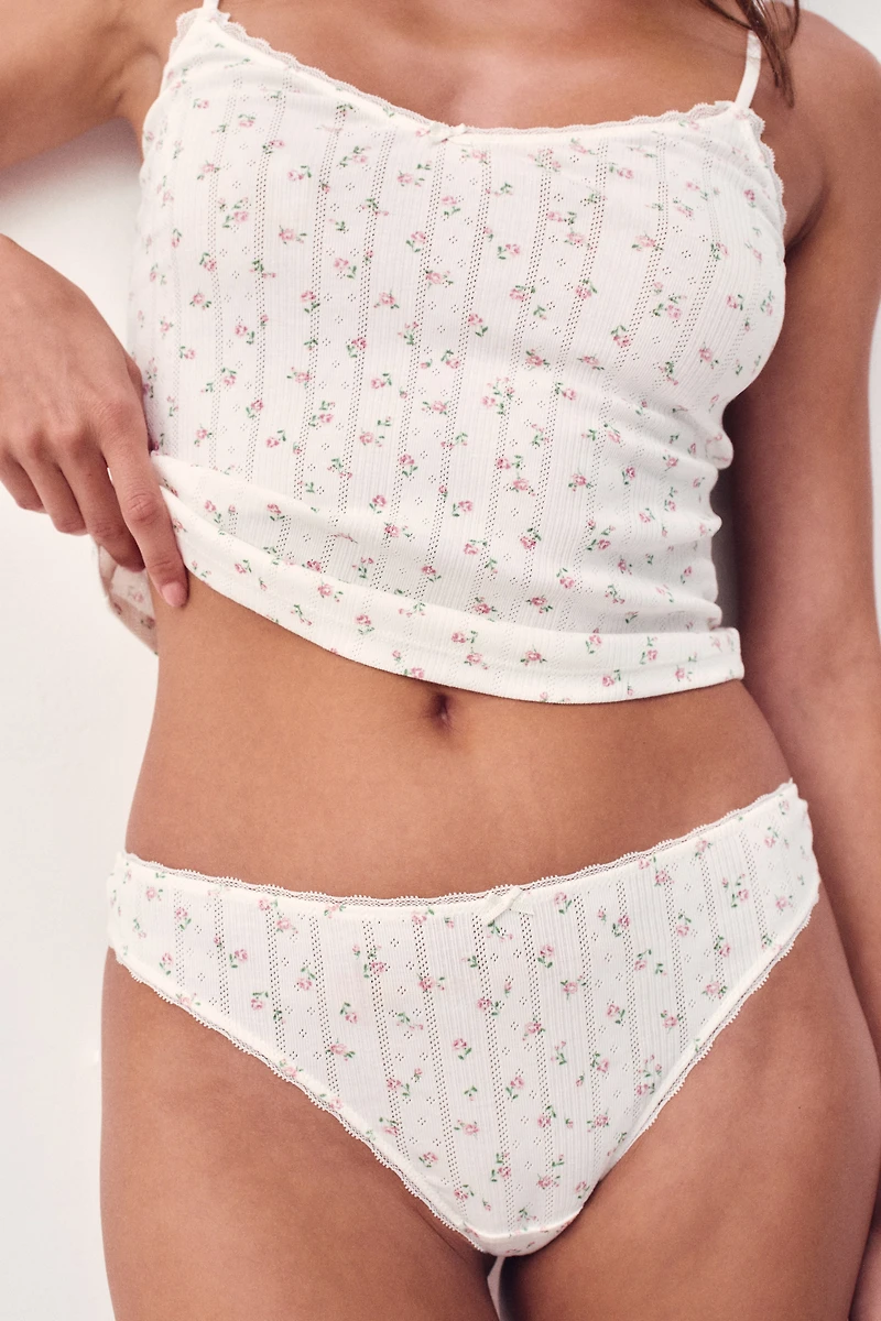 Lot de 2 culottes tanga en pointelle