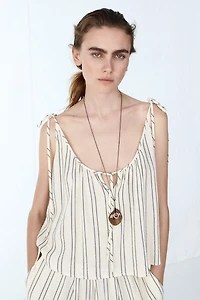 Oversized Top with Tie Shoulder Straps