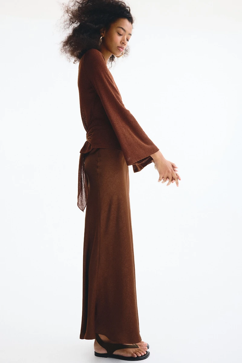 Crinkled Satin Maxi Skirt