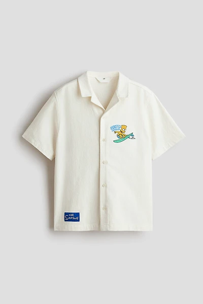 Chemise brodée avec col cubain
