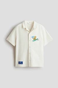 Chemise brodée avec col cubain