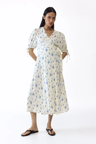 MAMA Robe portefeuille avec manches bouffantes