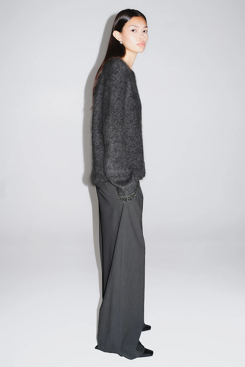 Wide-Leg Twill Pants