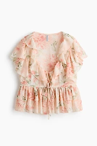 Flounced Tie-Front Blouse