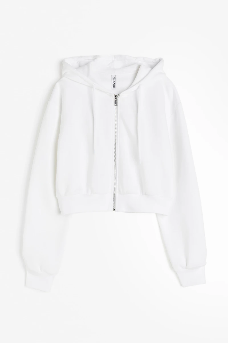 Short Hooded Sweatshirt Jacket