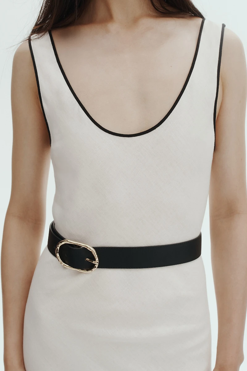 Linen-Blend Slip Dress