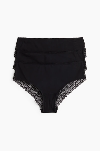 Lot de 3 culottes en coton et dentelle