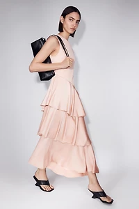 Ponte Dress with Satin Skirt