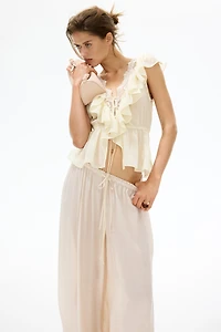 Flounce-Trimmed Lyocell Top