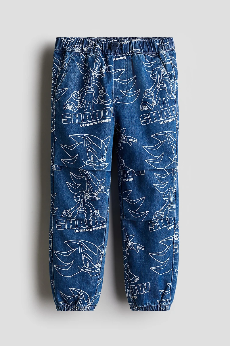 Printed Denim Joggers
