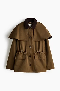 Cape-detail twill jacket