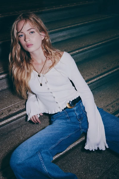 Ruffle-Trimmed Cardigan