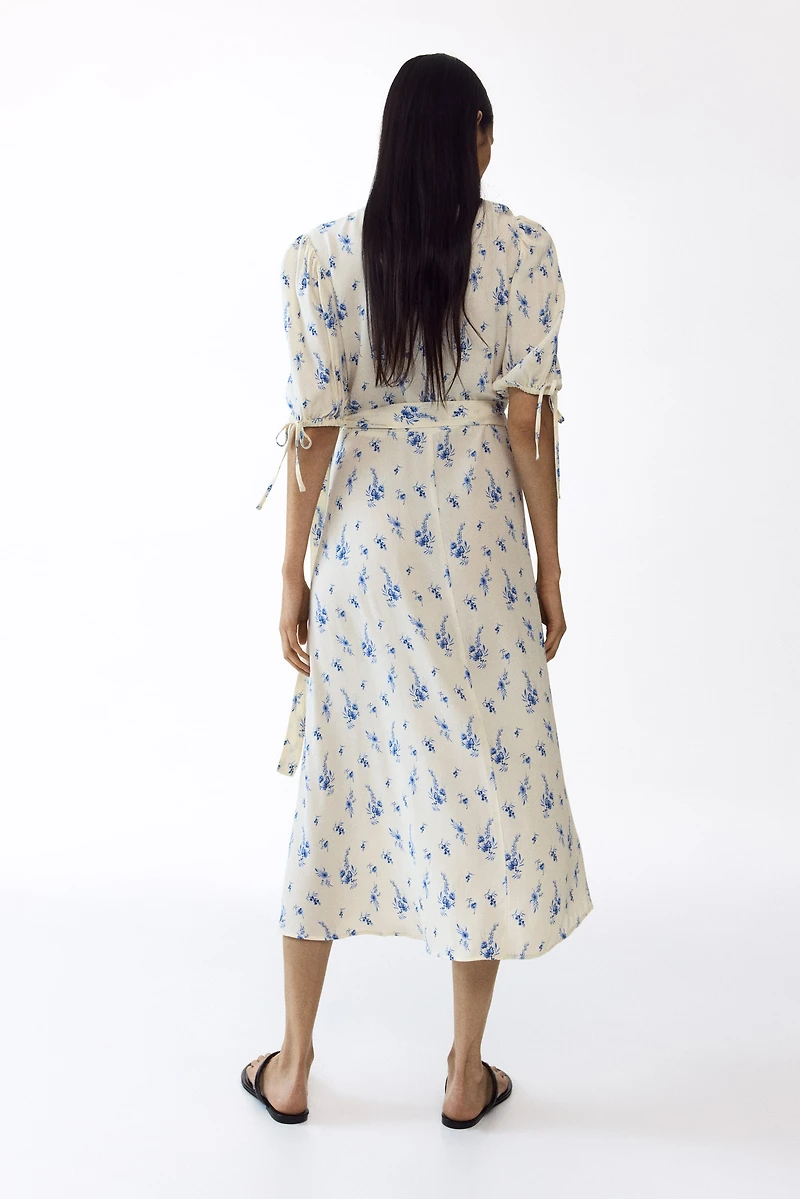 MAMA Puff-Sleeved Wrap Dress
