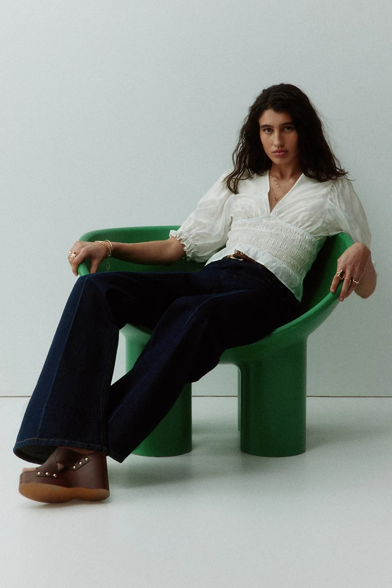 Smocked-Waist Blouse