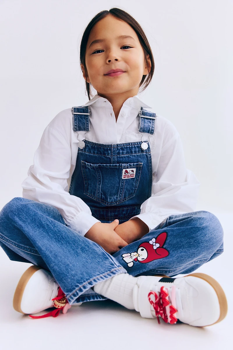 Printed Denim Overalls