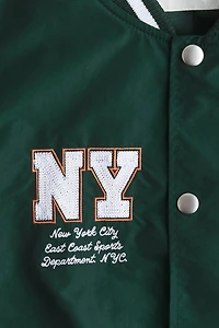 Motif-Detail Baseball Jacket