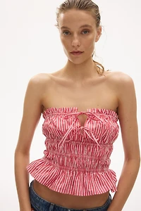 Drawstring-Detail Cotton Bandeau Top