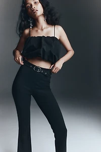 Flared Belt-Detail Pants