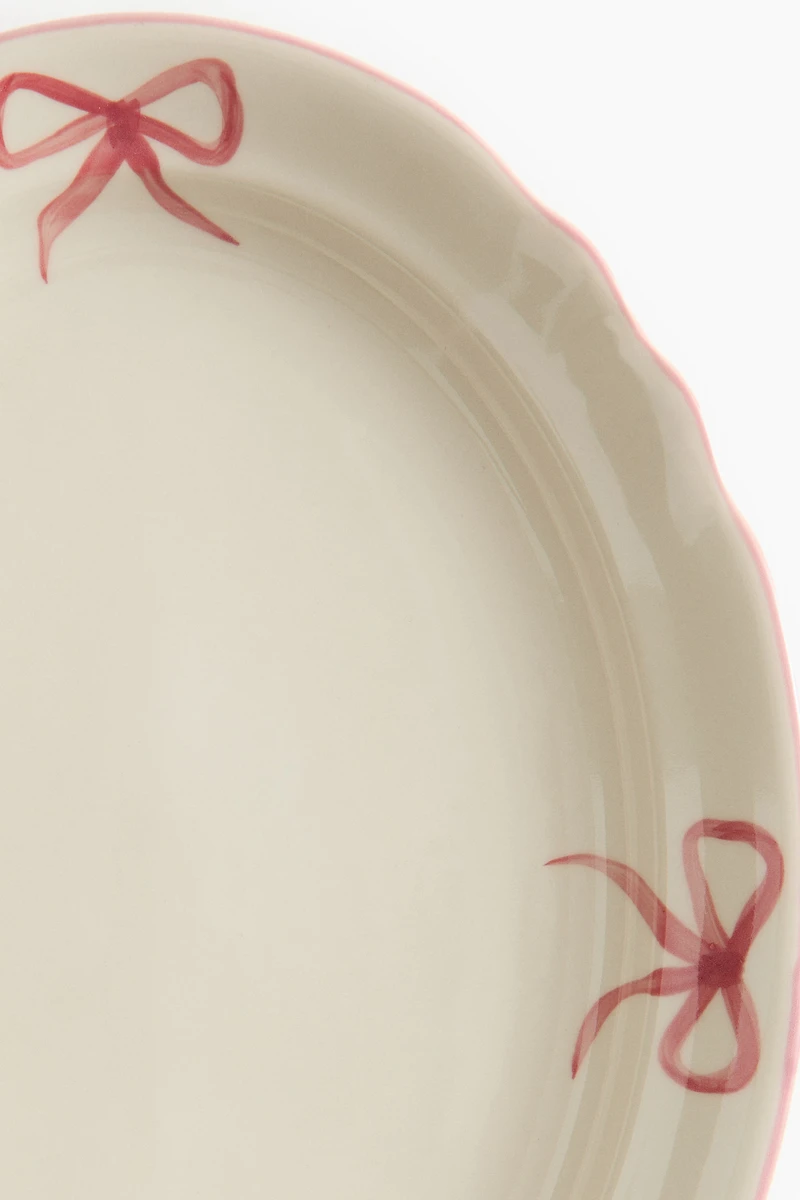 Assiette de service en grès cérame peint à la main