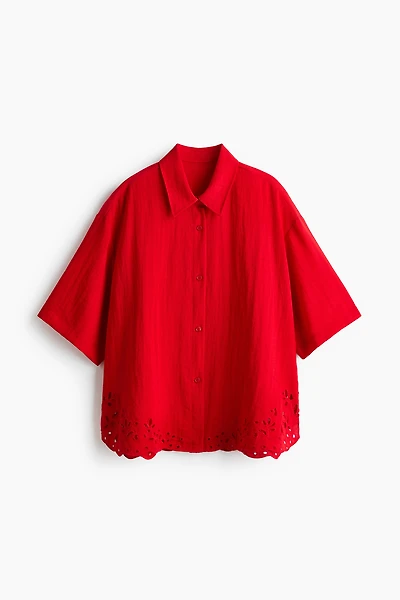 Beach Shirt with Eyelet Embroidery
