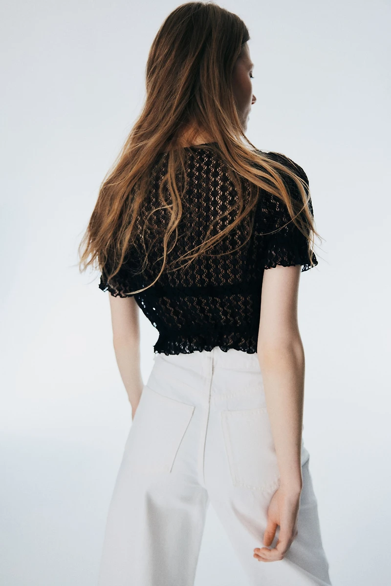 Haut en tricot pointelle