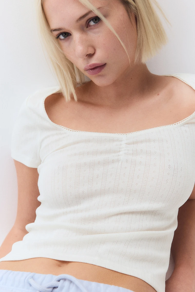 Picot-Trimmed T-Shirt