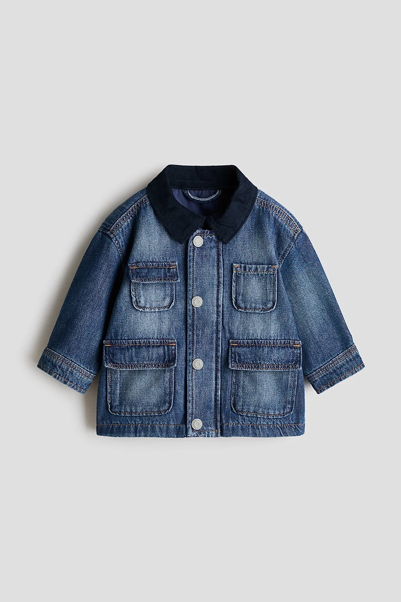 Veste en denim avec col velours côtelé