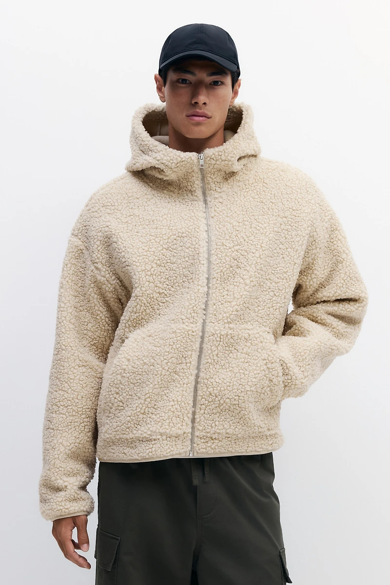 Veste à capuche ample en polar