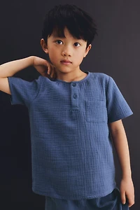 Cotton Muslin Henley Shirt