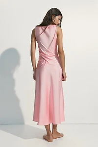 Drawstring-Detail Satin Dress