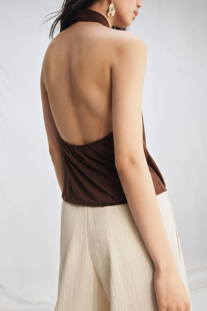 Twist-Detail Halterneck Top