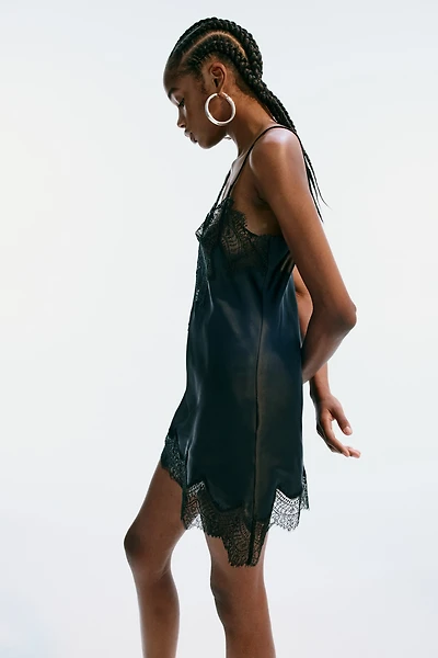 Lace-Trimmed Satin Camisole Top