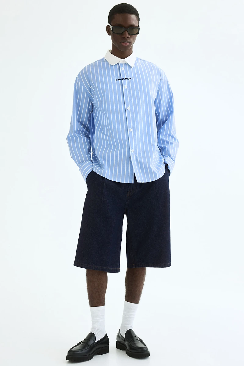 Chemise décontractée en coton avec motifs brodés