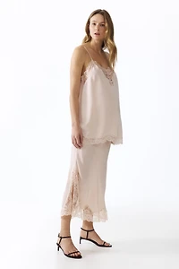 MAMA Lace-Trimmed Viscose Skirt