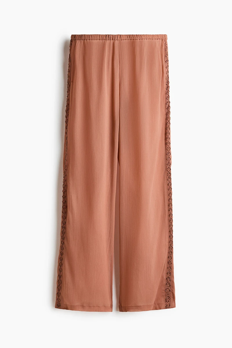 Beaded-Detail Pull-On Pants