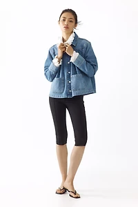 Oversized Pleated Denim Jacket