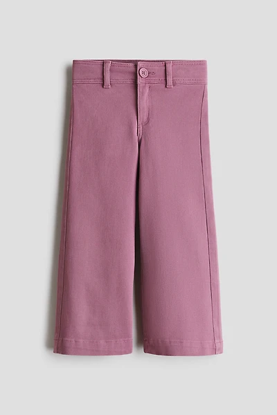 Wide-Leg Twill Pants