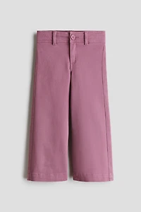 Wide-Leg Twill Pants