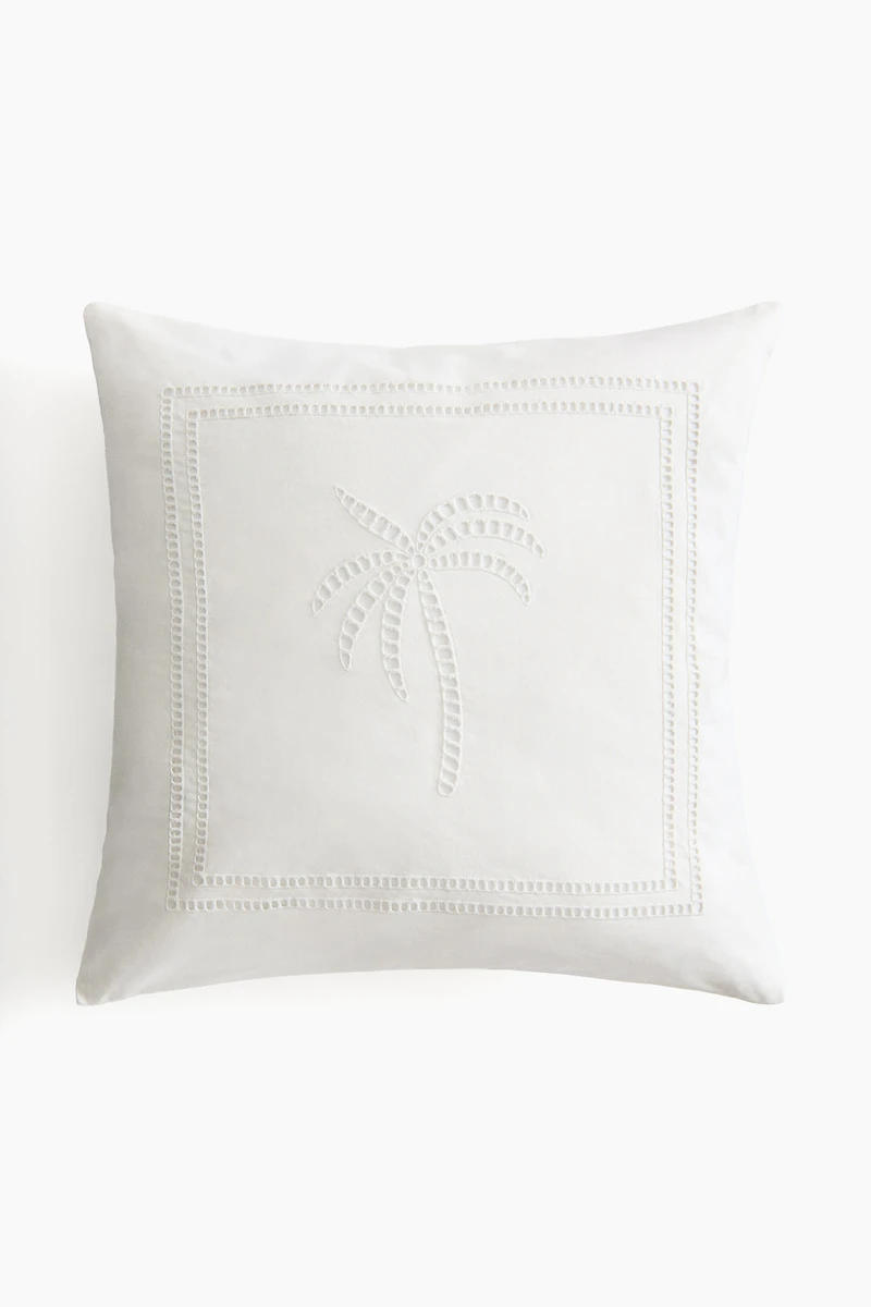 Eyelet-Embroidered Cushion Cover